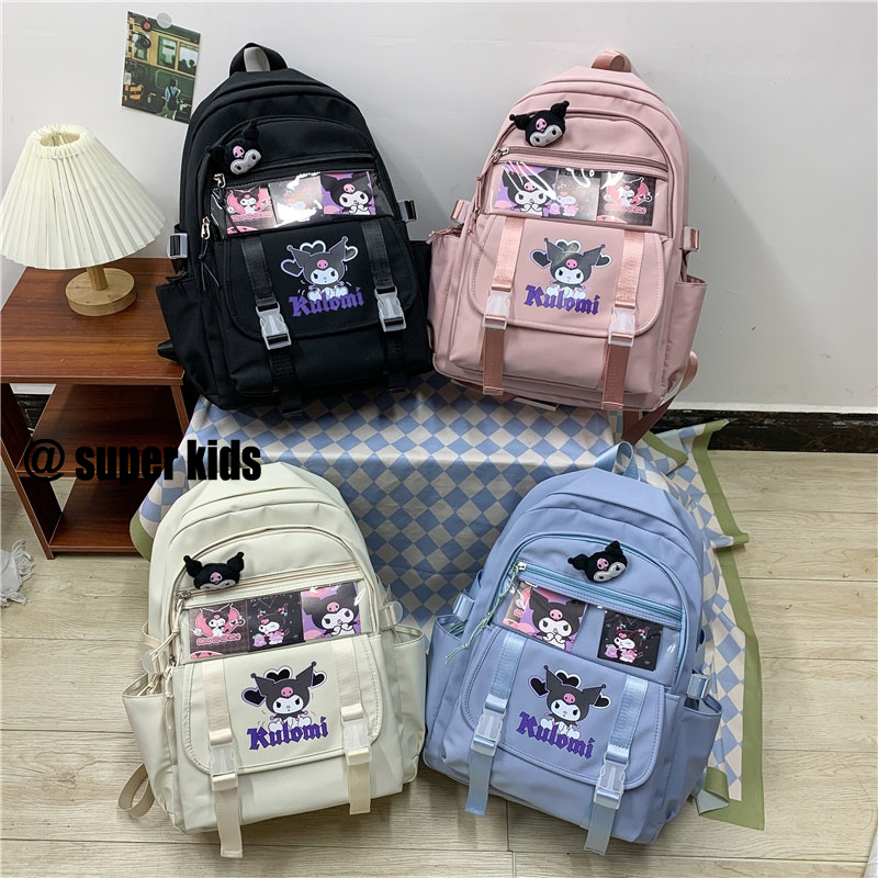 SUPER KIDS Ba Lô Đi Học Sức Chứa Lớn In Họa Tiết Hoạt Hình Phong Cách Hàn Quốc Thời Trang Cho Học Sinh Trung Học