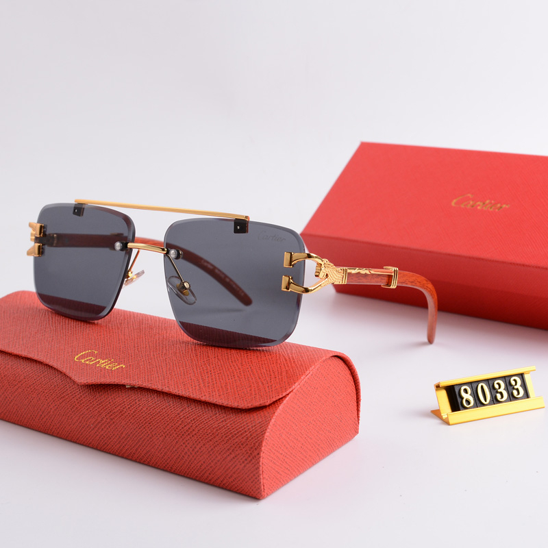 CARTIER Kính Mát Thời Trang Mới Năm 2023 Không Gọng Chống Tia UV400 Phong Cách Âu Mỹ Cho Nam Và Nữ