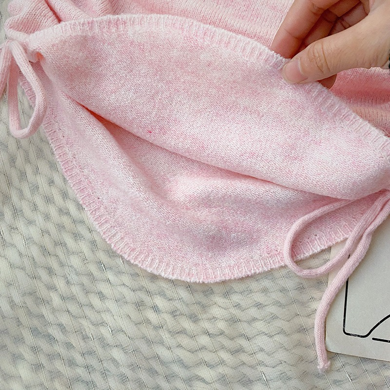 Áo Tank Top Dệt Kim Màu Trơn Và Dây Đeo Cổ Phiên Bản Hàn Quốc Mùa Hè Cho Nữ