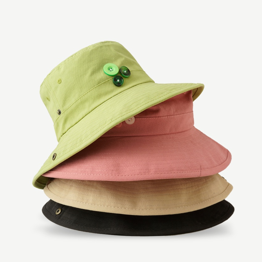 Nón Tai Bèo Vành Rộng Phối Nút Độc Đáo Phong Cách Hàn Quốc Thời Trang Mùa Hè Cho Nam Và Nữ