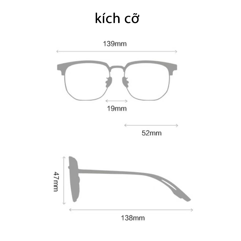 Kính Mát Nửa Gọng Chống Bức Xạ Thời Trang Cho Nam Nữ