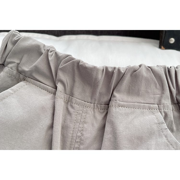 Bộ Áo Sơ Mi Kẻ Sọc + Quần Short Cotton Màu Trơn Thời Trang Mùa Hè Kiểu Mới Cho Bé Kích Thước 80-120cm