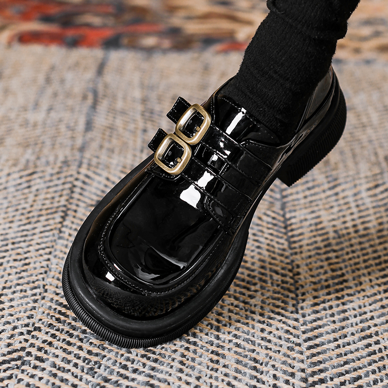 Giày Da Đế Dày Phong Cách Anh Quốc Thời Trang Cho Nữ Size 35-42