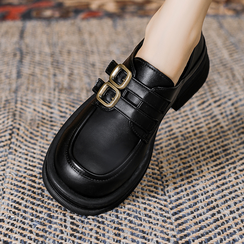 Giày Da Đế Dày Phong Cách Anh Quốc Thời Trang Cho Nữ Size 35-42