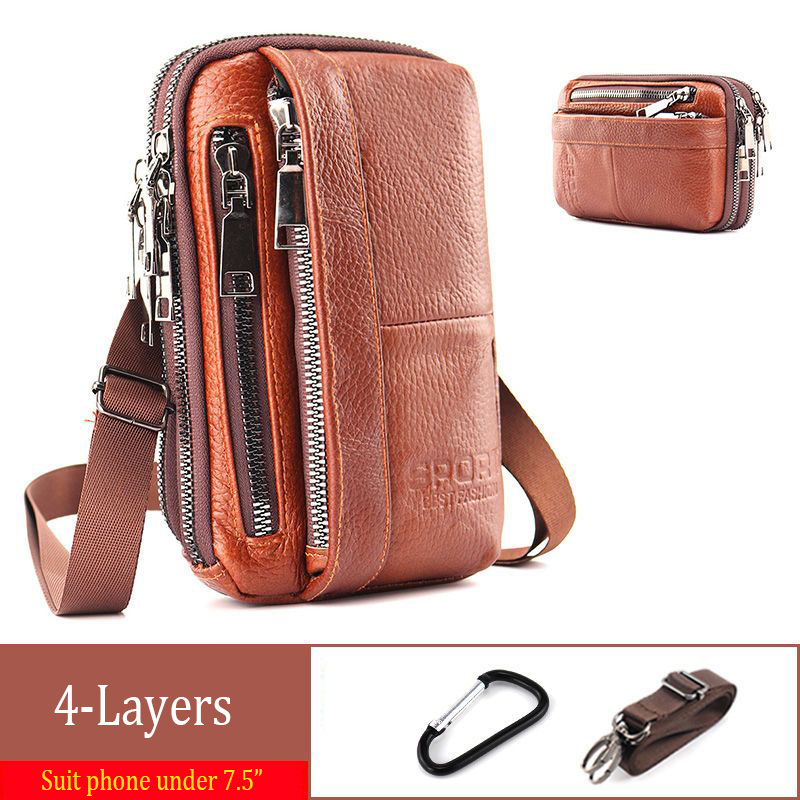 Túi Da Bò Đựng Điện Thoại Đeo Hông fp382 Nhiều Ngăn Thời Trang Cho Nam