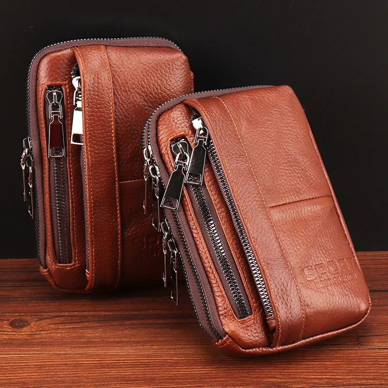 Túi Da Bò Đựng Điện Thoại Đeo Hông fp382 Nhiều Ngăn Thời Trang Cho Nam