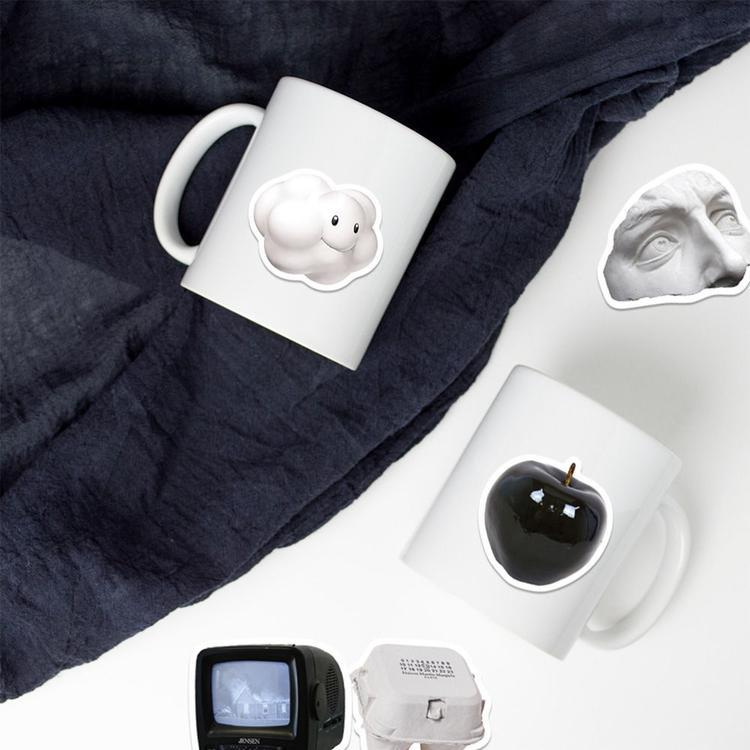 Set 61 Miếng Dán Trang Trí DIY Họa Tiết Trắng Đen Đơn Giản Dễ Thương Đa Ứng Dụng