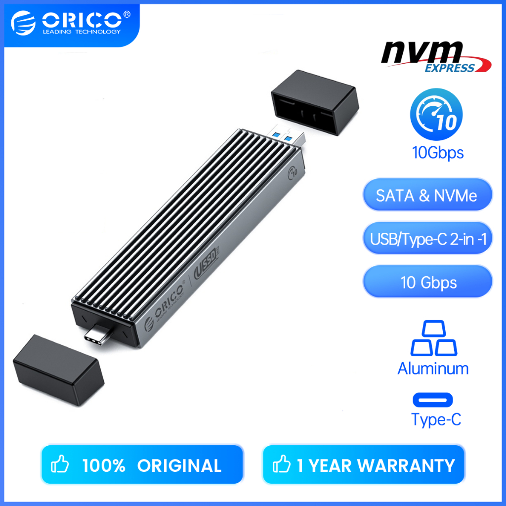 Orico Vỏ Ổ Cứng SSD 2 Trong 1 USB A Type-C M.2 Hỗ Trợ M2 NVMe M Key SATA NGFF M & B Key SSD (M2Pok)