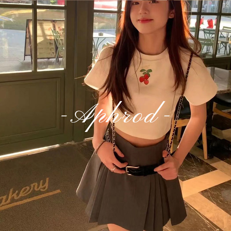 Áo Thun Lửng Ngắn Tay In Họa Tiết Gia Vị Cho Nữ