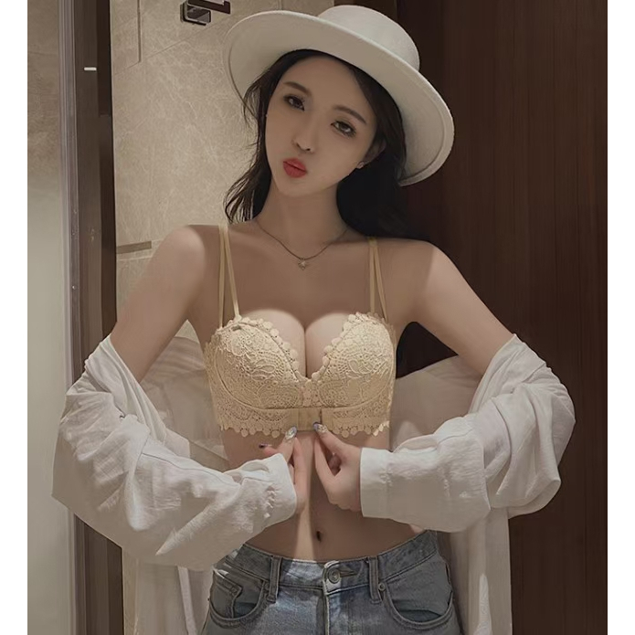Áo Ngực Khóa Trước Cài Trước Điều Chỉnh Được Hình Quả Đào Phong Cách Âu Mỹ Thân Thiện Với Làn Da 32-38AB Pass Cup