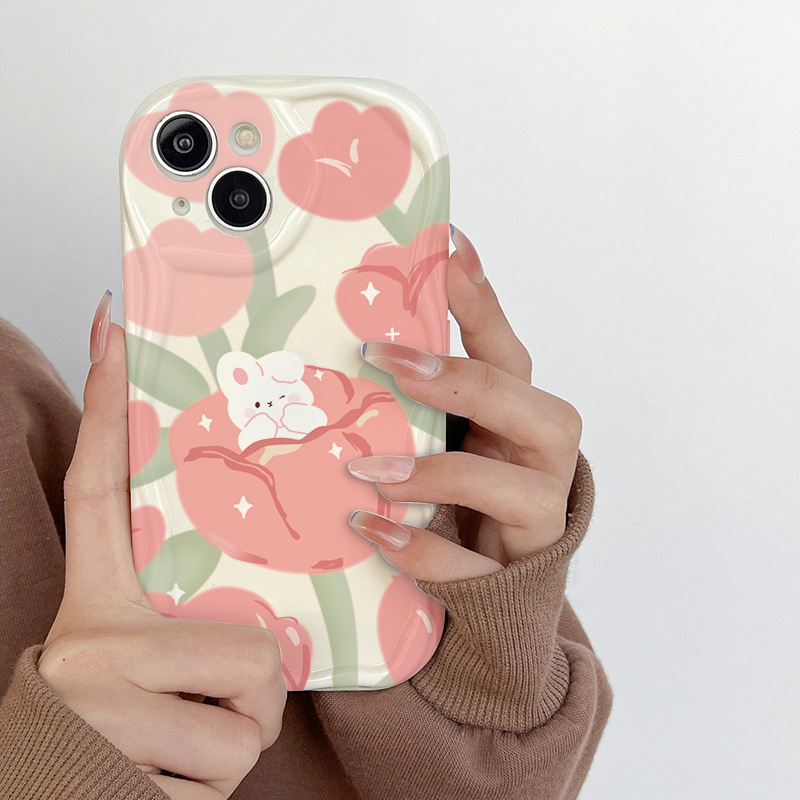 Ốp Điện Thoại Chống Rơi Họa Tiết Hoa Hồng Đơn Giản Cho iPhone 11 7 / 8plus 12 13Pro xr xsmax 6plus 6s 13Promax
