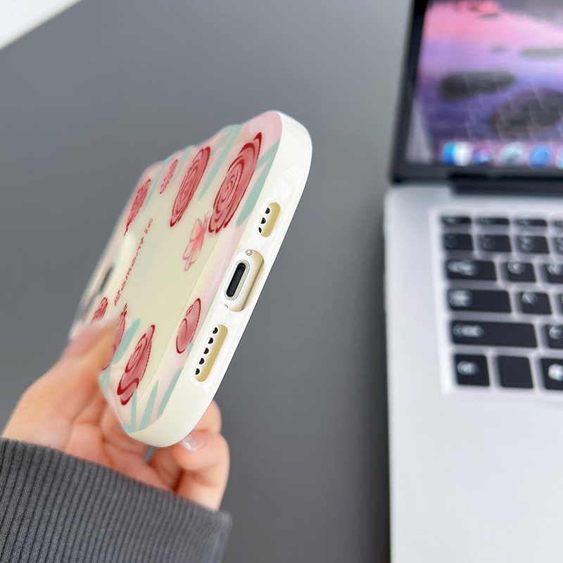 Ốp Điện Thoại Chống Rơi Họa Tiết Hoa Hồng Đơn Giản Cho iPhone 11 7 / 8plus 12 13Pro xr xsmax 6plus 6s 13Promax