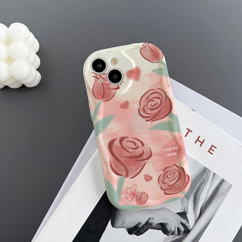 Ốp Điện Thoại Chống Rơi Họa Tiết Hoa Hồng Đơn Giản Cho iPhone 11 7 / 8plus 12 13Pro xr xsmax 6plus 6s 13Promax