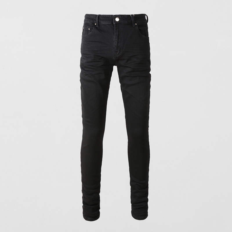 AMIRI Street Fashion Mens Jeans Black Elastic Slim Fit Designer Jeans Mens Jeans Pencil Pants Hip Hop Elastic Pants