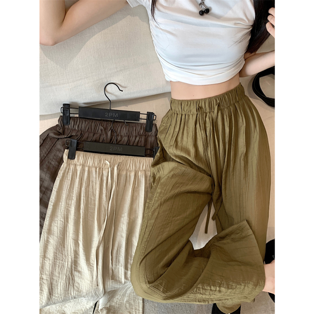 Xiaozhainv Quần ống rộng Lưng Cao 3 Màu Thời Trang Hàn Quốc Cho Nữ