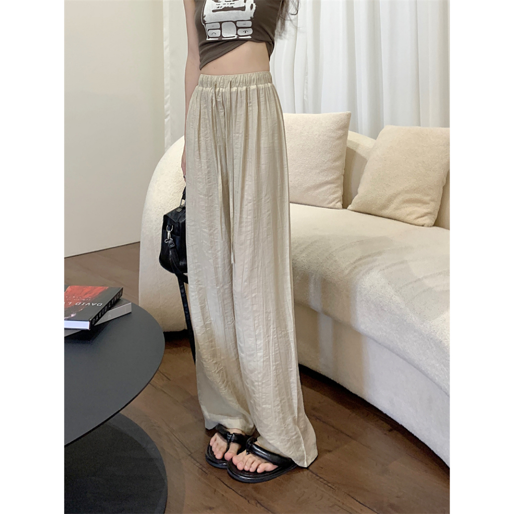 Xiaozhainv Quần ống rộng Lưng Cao 3 Màu Thời Trang Hàn Quốc Cho Nữ
