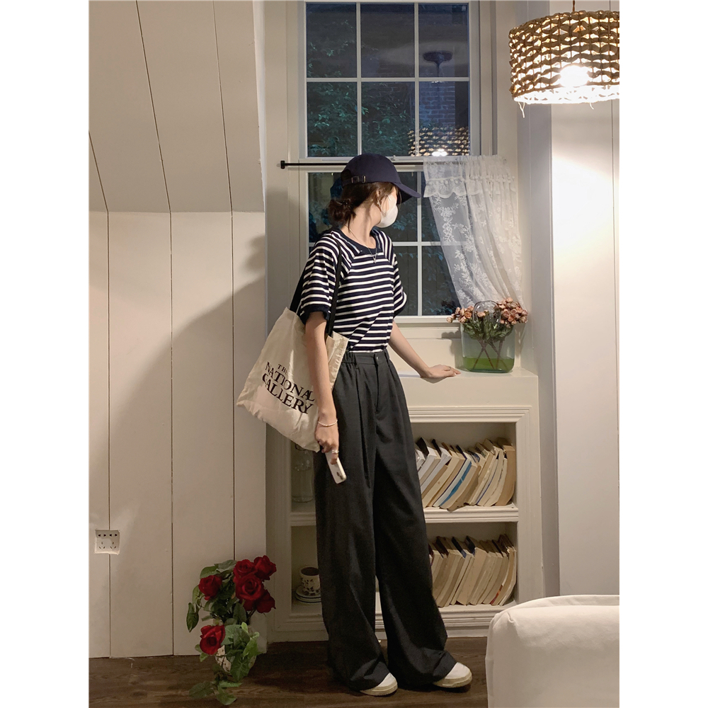 QOEDDV Áo Thun Tay Ngắn Hở Lưng Dáng Ôm Họa Tiết Kẻ Sọc Trắng Đen Thời Trang Mùa Hè Dành Cho Bạn Nữ