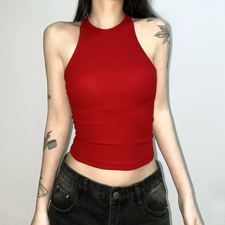 Klalien Áo Hai Dây Màu Trơn Co Giãn Thời Trang Mùa Hè Gợi Cảm Y2K