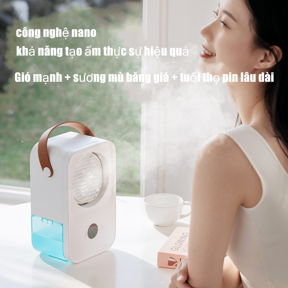 Quạt Điện mini Điều Khiển Từ Xa Bằng Giọng Nói Màn Hình Kỹ Thuật Số Để Bàn GOOJODOQ