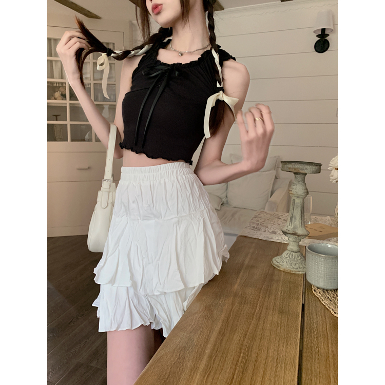 Áo Croptop Sát Nách Dáng Ôm Phối Nơ Thời Trang Mùa Hè Cho Nữ