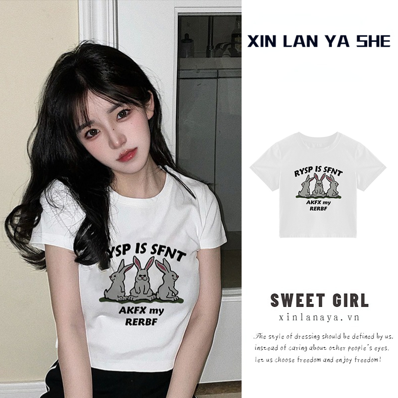 Áo thun croptop XINLANYASHE tay ngắn thời trang mùa hè 2023 cho nữ