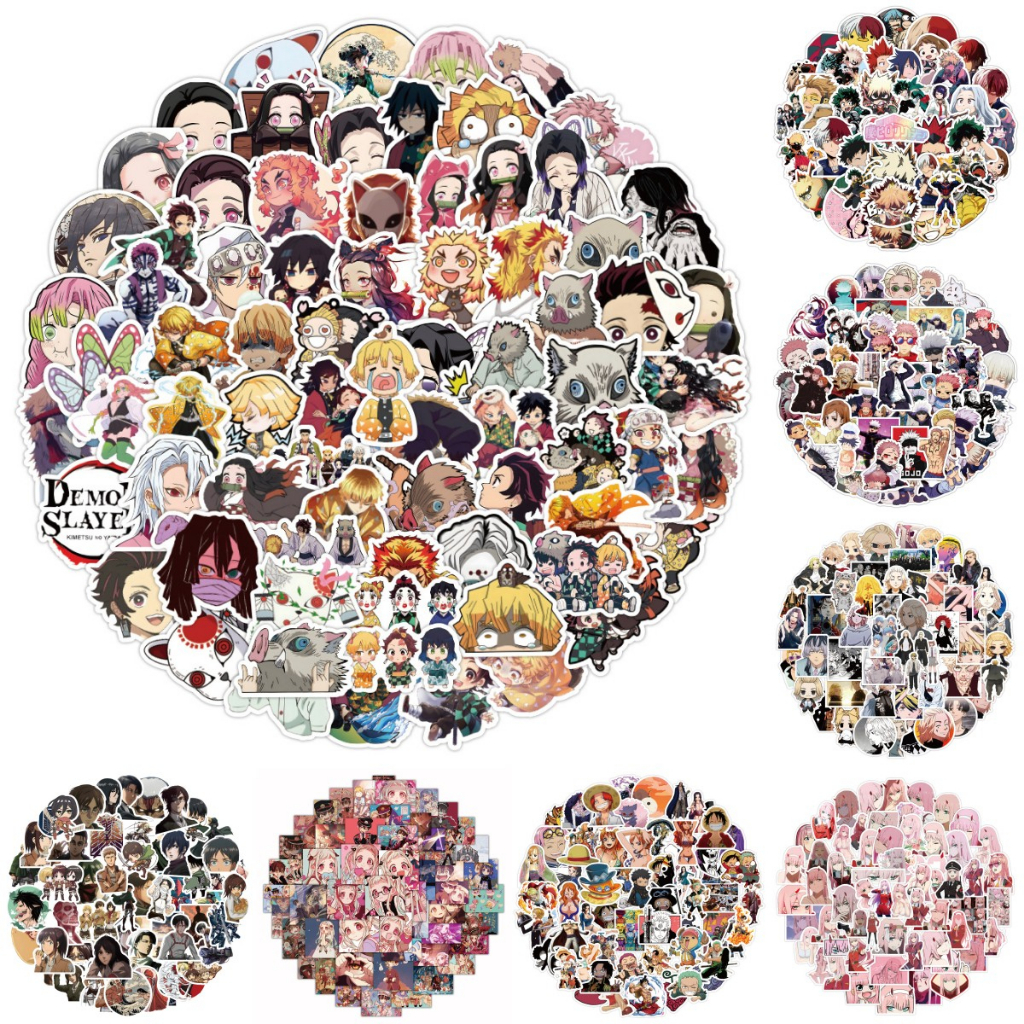 Bộ 60 Miếng Dán Anime Demon Slayer / Jujutsu Kaisen / ONE PIECE / Tokyo Revengers / Toilet-Band Hanako-kun / Attack on Titan