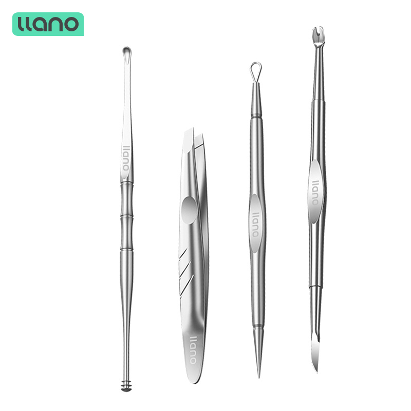 4 Dụng cụ lấy ráy tai LLANO và nhổ lông mày dạng xoắn ốc và massage cá nhân