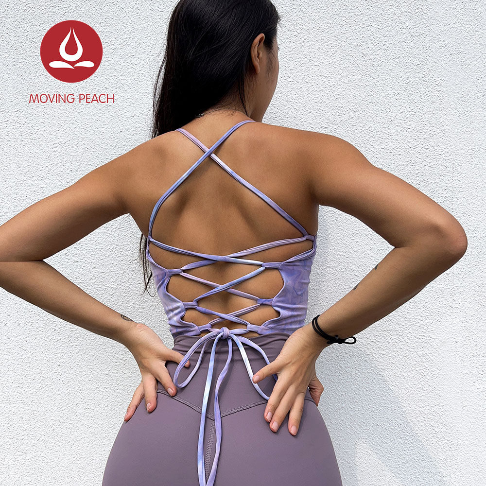 MOVING PEACH DVK Áo Tank Top Thể Thao Nhuộm Màu Có Đệm Tháo Rời Được