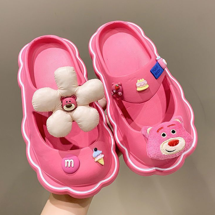 SUNNYCOLOR dép quai hậu nữ dép sandal nữ Mô hình gấu dâu tây LOTSO B21H0DH