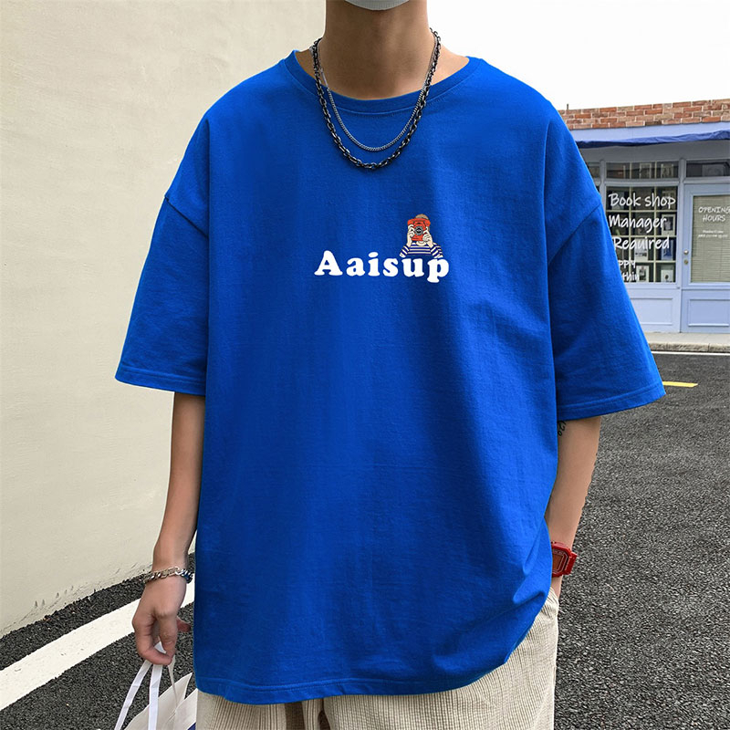 Áo Thun Ngắn Tay Dáng Rộng In Họa Tiết Thời Trang Mùa Hè Hàn Quốc Dành Cho Nam