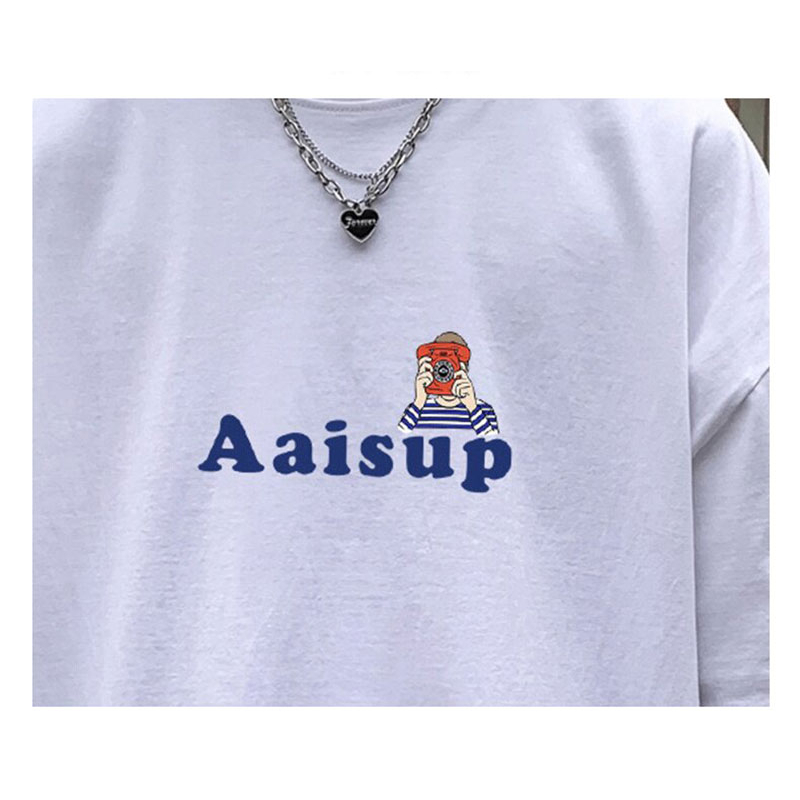 Áo Thun Ngắn Tay Dáng Rộng In Họa Tiết Thời Trang Mùa Hè Hàn Quốc Dành Cho Nam