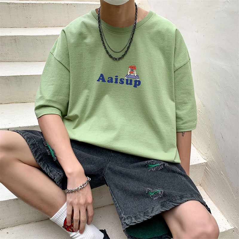 Áo Thun Ngắn Tay Dáng Rộng In Họa Tiết Thời Trang Mùa Hè Hàn Quốc Dành Cho Nam