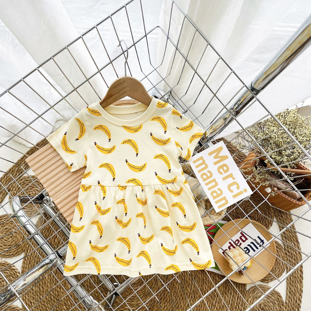 Sanlutooz Đầm Tay Ngắn Chất Liệu Mềm Mại Thoải Mái Thời Trang Mùa Hè Cho Bé Gái