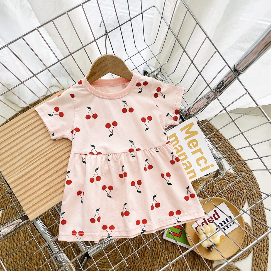 Sanlutoz Đầm Tay Ngắn Chất Liệu Cotton Cao Cấp Thời Trang Mùa Hè Dành Cho Bé Gái