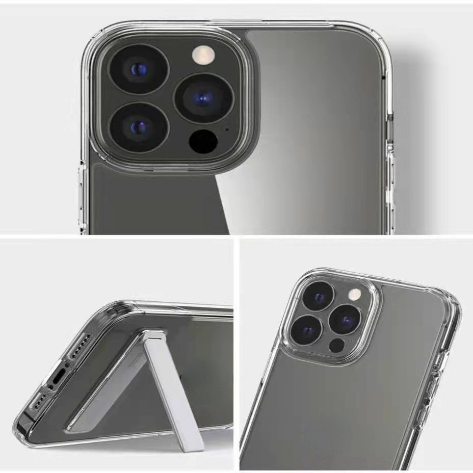 Ốp Điện Thoại Có Giá Đỡ Kim Loại Kèm Nút Bấm Cho iPhone 14 13 12 Pro Max 14Plus