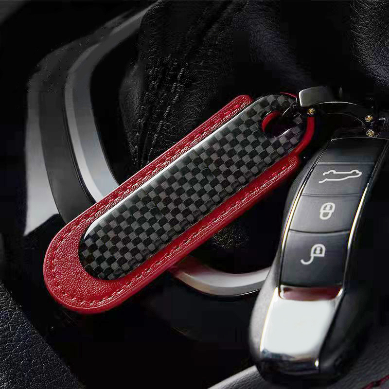 1 Móc Khóa Xe Hơi Bằng Da Và Sợi Carbon Cao Cấp Cho Ford Mustang GT 500 Cobra Shelby