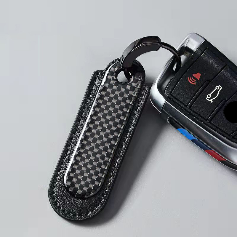 1 Móc Khóa Xe Hơi Bằng Da Và Sợi Carbon Cao Cấp Cho Ford Mustang GT 500 Cobra Shelby