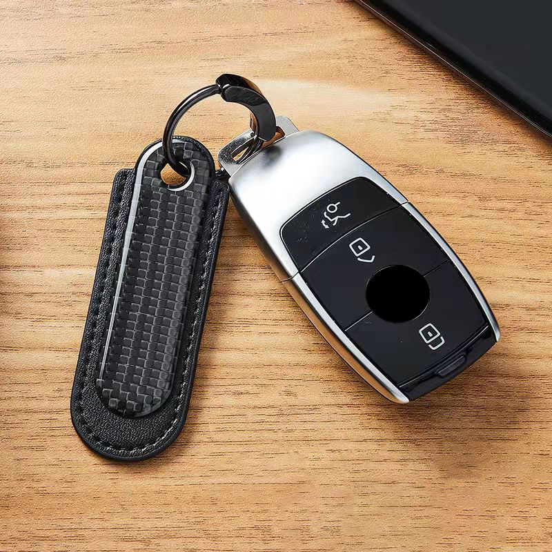 1 Móc Khóa Xe Hơi Bằng Da Và Sợi Carbon Cao Cấp Cho Ford Mustang GT 500 Cobra Shelby