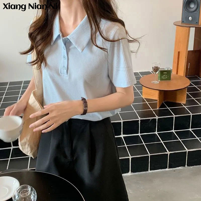 Xiang Nian Ni Áo polo Tay Ngắn Dáng Rộng Hợp Thời Trang Cho Nữ