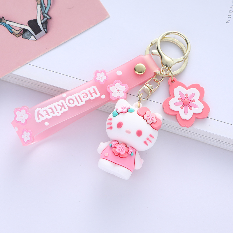 Dễ thương SANRIO Chuỗi khóa Sakura Hello Kitty Kuromi My Melody Cinnamoroll Xe chìa khóa cô gái quà tặng kt Móc Khóa