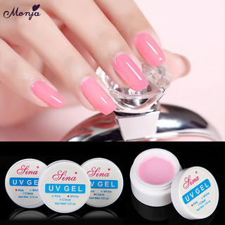 Móng Tay Giả Nối Dài Trong Suốt Bằng Acrylic Monja Màu Trắng Hồng