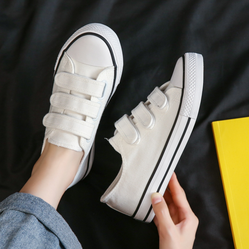 Giày Lười Canvas Khóa Dán Thời Trang Hàn Quốc Mới Cho Nữ