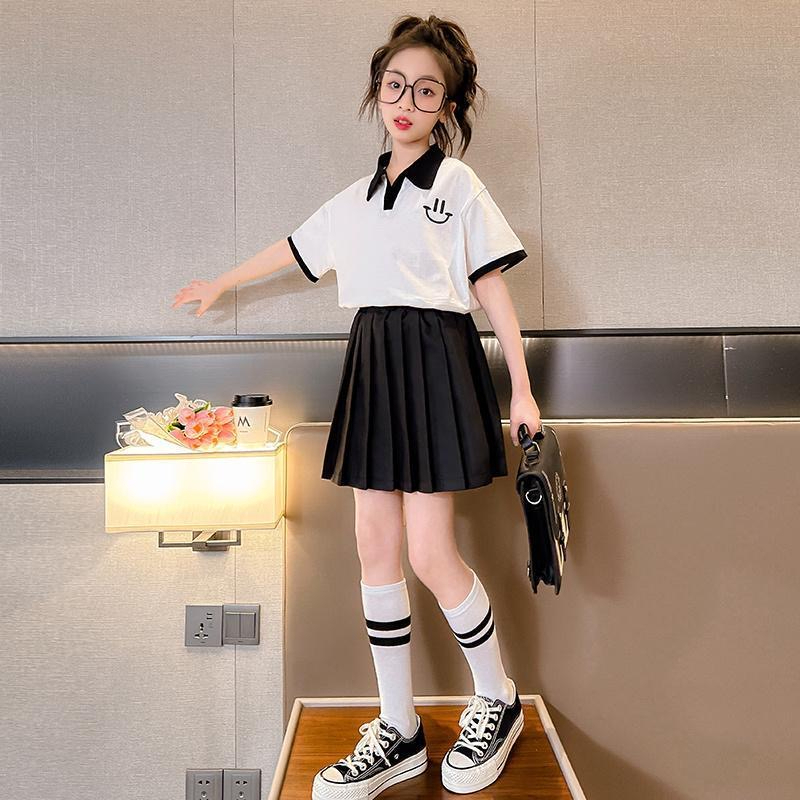 Set Áo Váy Xếp Ly Mùa Hè Cho Bé Gái 3-14 Tuổi