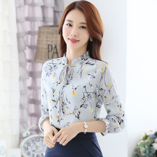 Áo Kiểu Tay Dài Vải Voan In Họa Tiết Hoa Phong Cách Hàn Quốc Thời Trang Mùa  Hè Dành Cho Nữ | Shopee Việt Nam