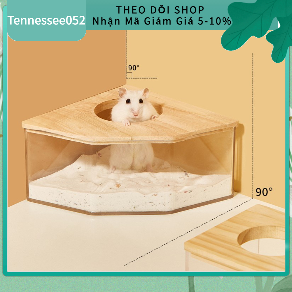 [Hàng Sẵn] Nhà tắm nắp gỗ cao cấp cho Hamster - Bồn Tắm Cát Trong Suốt Dành Cho Chuột Hamster【Tennessee052】