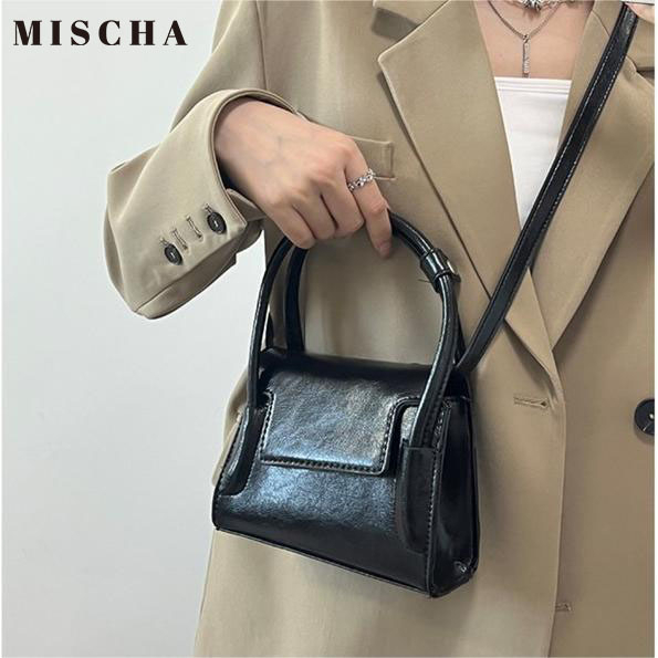 MISCHA Túi Đeo Chéo mini Bằng Da PU Màu Trơn Phong Cách Phương Tây Thời Trang Cho Nữ