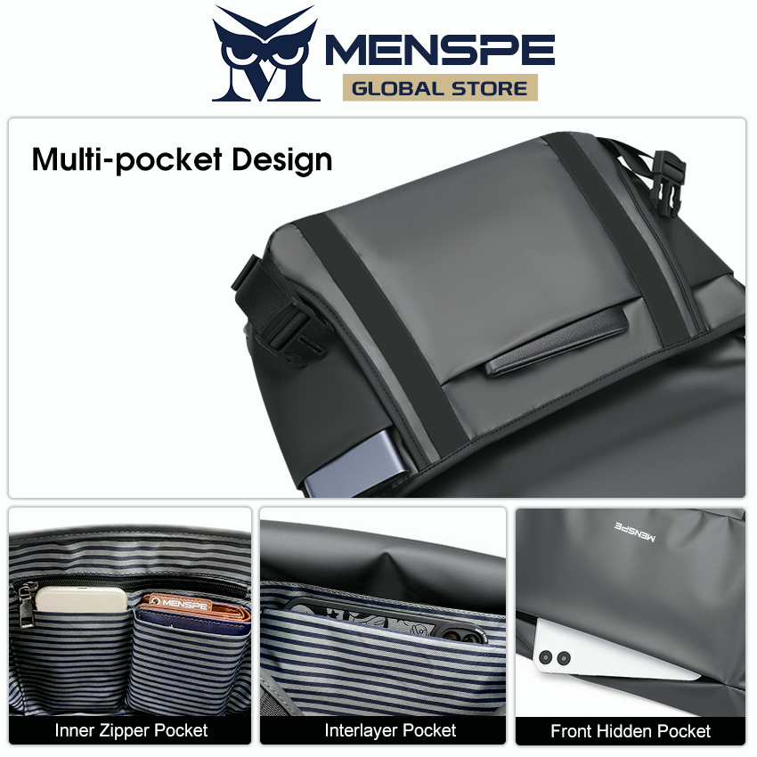 MENSPE Túi Đeo Chéo Vai Vải Oxford Chống Nước Sức Chứa Lớn Thời Trang Đường Phố Đơn Giản Dành Cho Nam Sinh