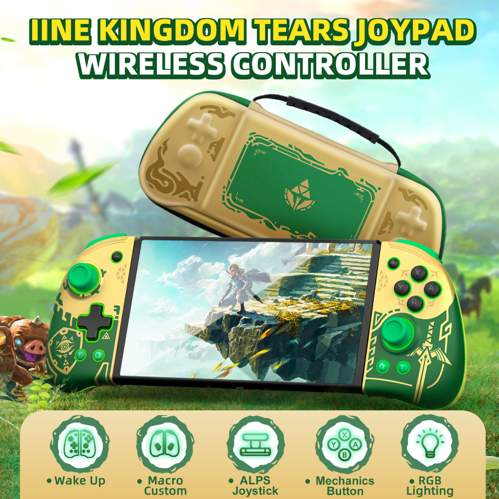 Tay Cầm Chơi Game Không Dây IINE Gold-Green Zelda Kingdom Tears Joypad Tương Thích Nintendo Swtich / Lite / OLED Zelda Tears of the Kingdom