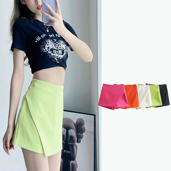 Quần Short Lưng Cao Màu Trơn Không Đồng Đều Thời Trang 2281