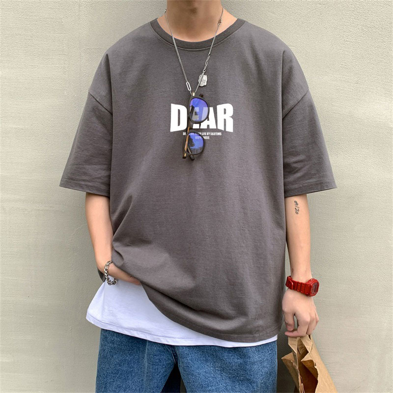 Áo Thun Tay Ngắn Dáng Rộng In Chữ Phong Cách Hàn Quốc Thời Trang Mùa Hè Cho Nam